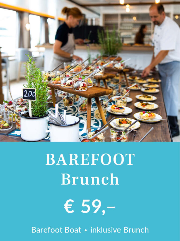 Brunch auf dem Barefoot Boat. Tickets für 59 Euro pro Person. Für mehr Infos oder eine Buchung bitte hier klicken.