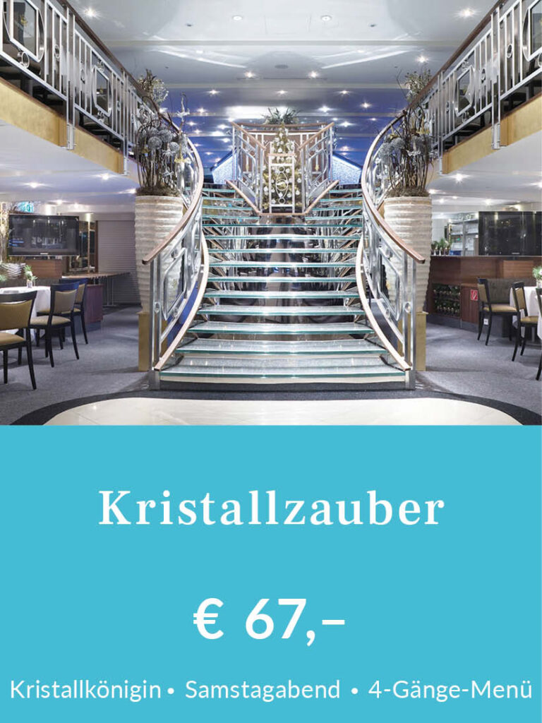 Kristallzauber jeden Samstagabend ab Regensburg. Ticket für 67 Euro pro Person inklusive 4-Gänge-Menü. Für mehr Infos oder eine Buchung bitte hier klicken.