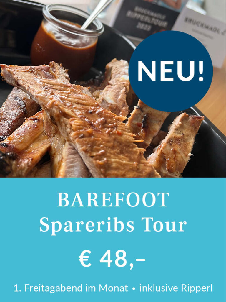 Neue Schifffahrt ab Passau: Barefoot Spareribs Tour für 48 Euro pro Person inklusive Ripperl. Für mehr Infos und eine Buchung bitte hier klicken.